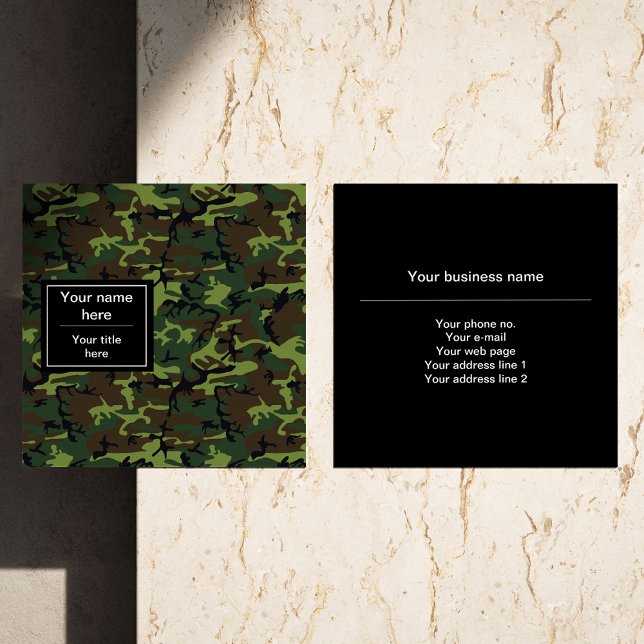 Carte De Visite Carré Camo Vert, Camouflage, Militaire, Armée (Créateur téléchargé)