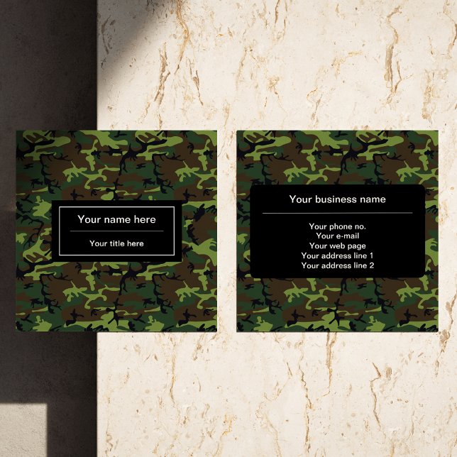 Carte De Visite Carré Camo Vert, Camouflage, Militaire, Armée (Créateur téléchargé)