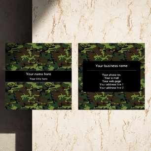 Carte De Visite Carré Camo Vert, Camouflage, Militaire, Armée