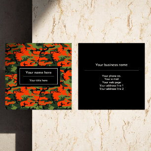 Carte De Visite Carré Camo Vert et Orange, Camouflage, Militaire, Armée