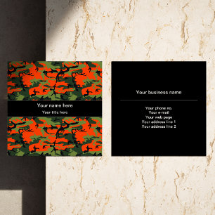 Carte De Visite Carré Camo Vert et Orange, Camouflage, Militaire, Armée