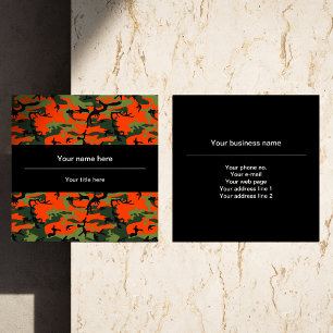 Carte De Visite Carré Camo Vert et Orange, Camouflage, Militaire, Armée