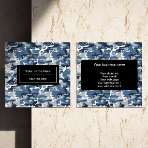 Carte De Visite Carré Camouflage bleu neige d'hiver, Militaire, Armée
