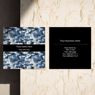 Carte De Visite Carré Camouflage bleu neige d'hiver, Militaire, Armée