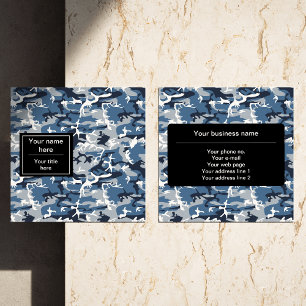 Carte De Visite Carré Camouflage bleu neige d'hiver, Militaire, Armée