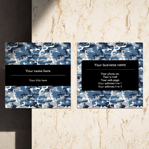 Carte De Visite Carré Camouflage bleu neige d'hiver, Militaire, Armée