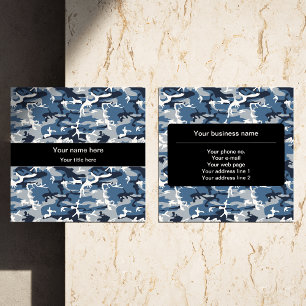 Carte De Visite Carré Camouflage bleu neige d'hiver, Militaire, Armée