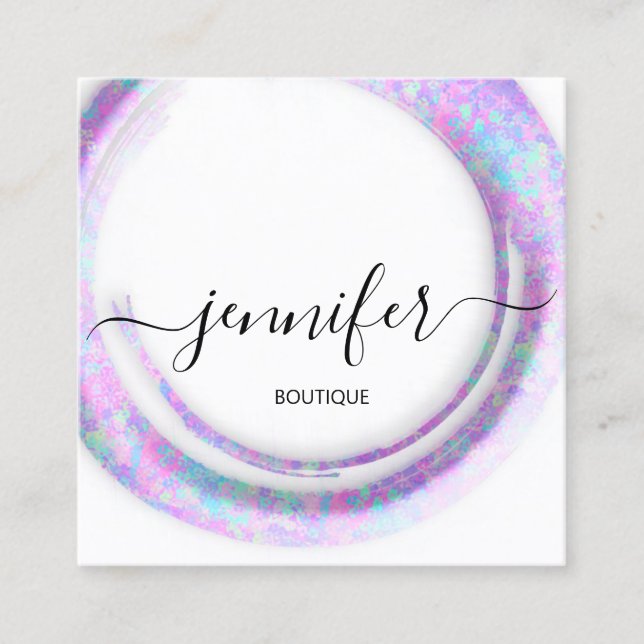 Carte De Visite Carré Camouflage mimétique Abstrait Mode rose blanc (Devant)