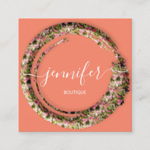 Carte De Visite Carré Camouflage mimétique Mode militaire Corail rose