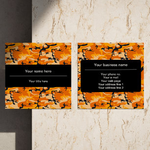 Carte De Visite Carré Camouflage orange, Militaire, Armée