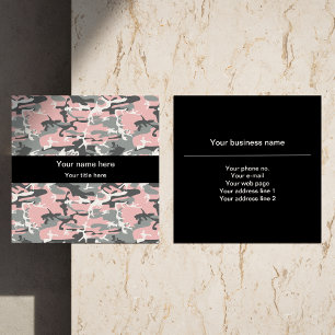 Carte De Visite Carré Camouflage rose et gris, Militaire, Armée