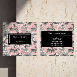 Carte De Visite Carré Camouflage rose et gris, Militaire, Armée