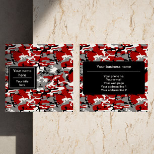 Carte De Visite Carré Camouflage rouge et gris, Militaire, Armée