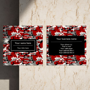Carte De Visite Carré Camouflage rouge et gris, Militaire, Armée