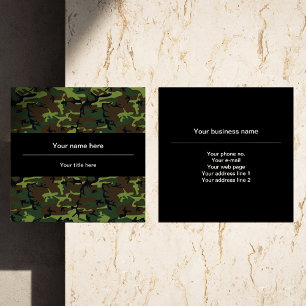 Carte De Visite Carré Camouflage vert, Armée