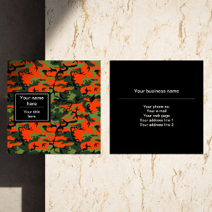 Carte De Visite Carré Camouflage vert orange, Militaire, Armée