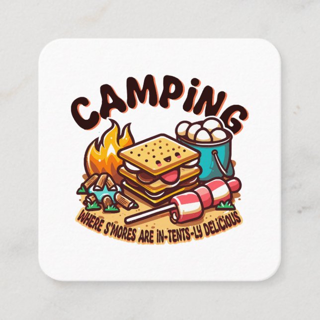 Carte De Visite Carré campement s'mores (Devant)