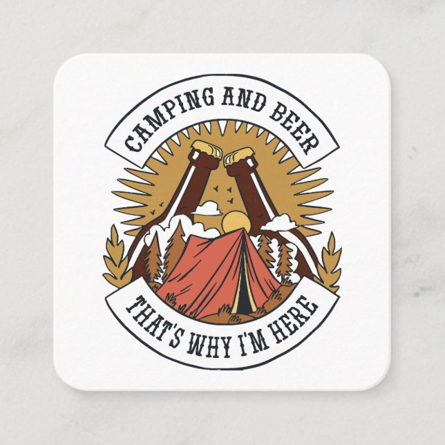Carte De Visite Carré Camping et Bière (Devant)