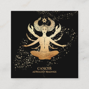 Carte De Visite Carré *~* CANCER Zodiac Astrologie Lecture d'or et de no