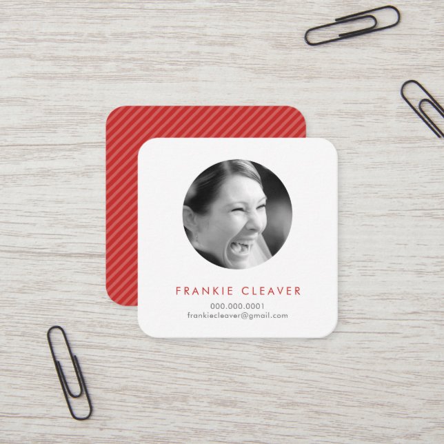 Carte De Visite Carré CAPTURE MODERNE EN PHOTO CAPTURE simple cercle rou (Devant/Arrière en situation)