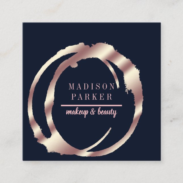 Carte De Visite Carré Carré Abstrait d'or moderne Faux Rose (Devant)