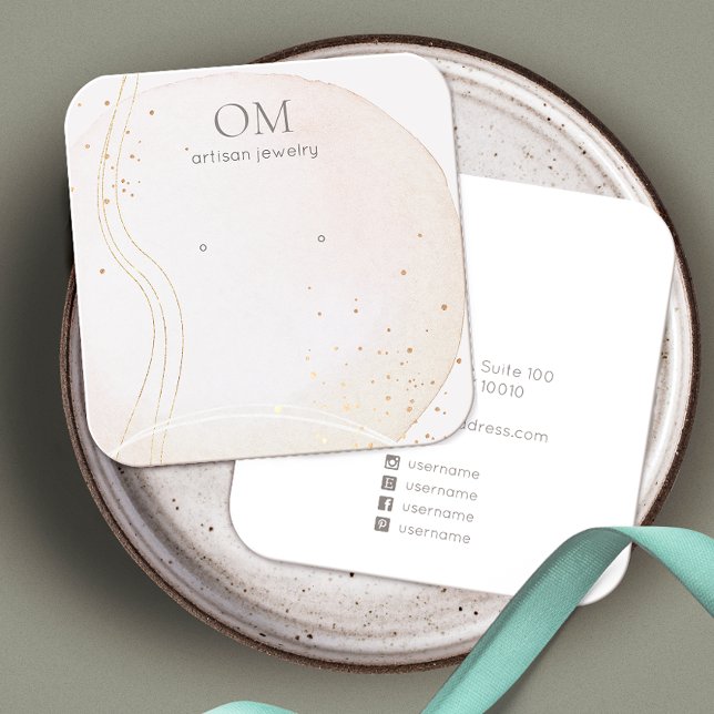 Carte De Visite Carré Carré d'affichage de l'oreille Abstraite Aquarelle (Créateur téléchargé)