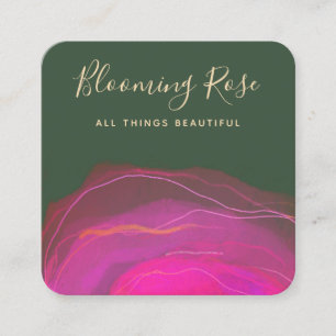 Carte De Visite Carré Carré d'aquarelle rose Abstrait artistique