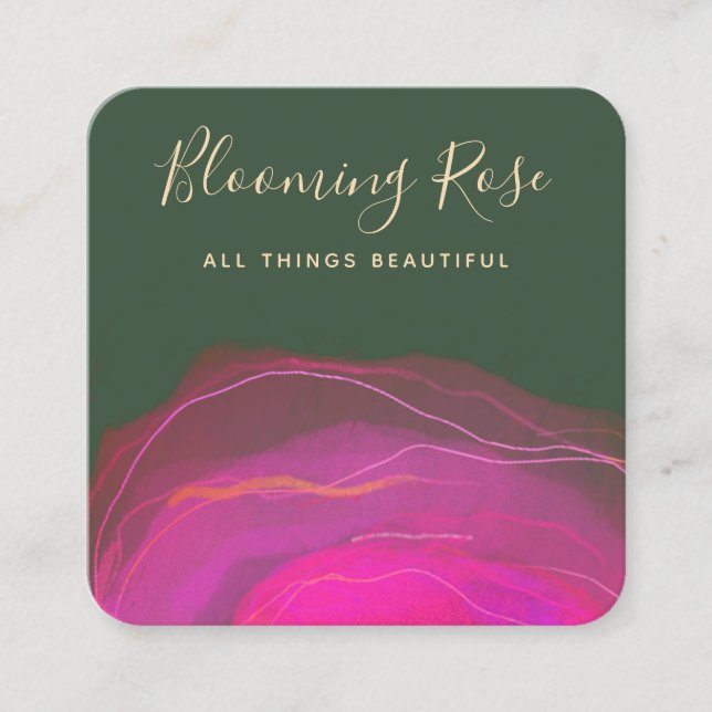 Carte De Visite Carré Carré d'aquarelle rose Abstrait artistique (Devant)