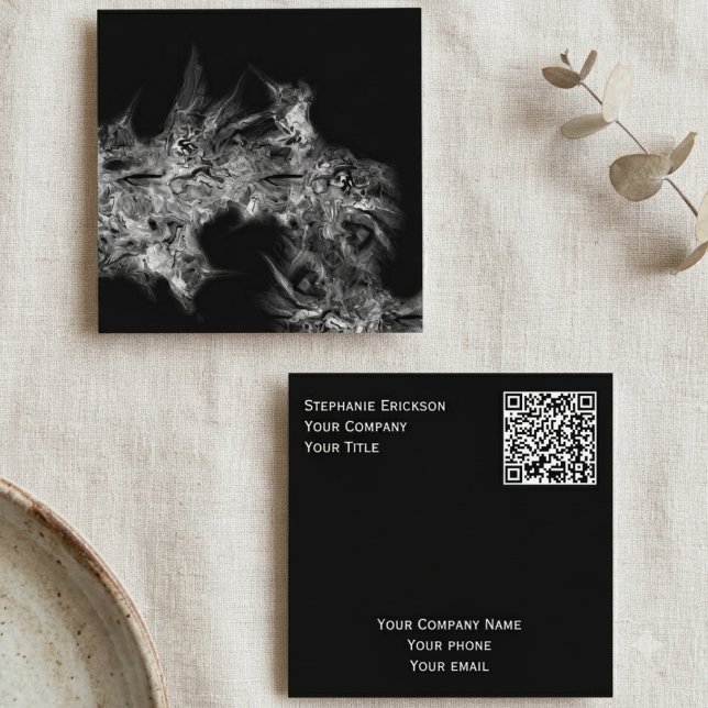 Carte De Visite Carré Carré de marbre abstrait fumée (Square business card with abstract smoke art for a creative professional's networking needs.)
