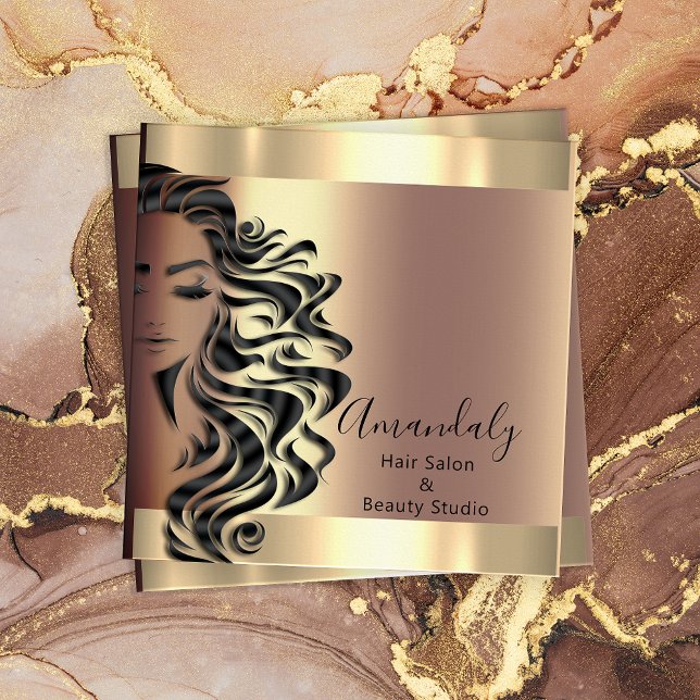 Carte De Visite Carré Carré de Rose de maquillage professionnel pour sal (Professional Hair Salon Makeup Lash Rose Square Square Business Card)