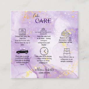 Carte De Visite Carré Carré de soins de gâteau esthétique violet Carte d