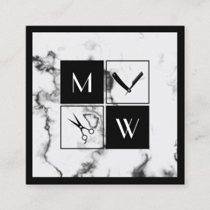 Carte De Visite Carré Carré encadré élégant barbiers carré voiture d'aff