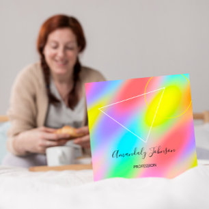 Carte De Visite Carré Carré Holographique Abstrait Rainbow Geometry