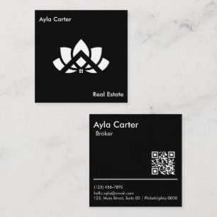 Carte De Visite Carré Carré moderne noir blanc monochrome Gras propre