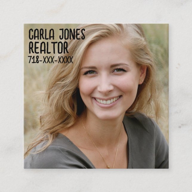 Carte De Visite Carré Carré PHOTO PERSONNALISÉ MODERNE (Devant)