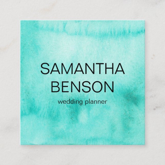 Carte De Visite Carré Carré Turquoise Watercolor Wedding planner (Devant)