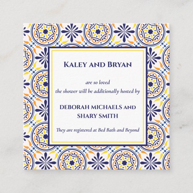 Carte De Visite Carré Carreaux Jaune de la marine espagnole Méditerranée (Devant)