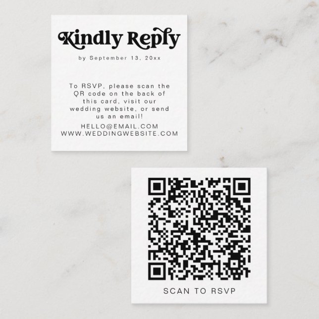 Carte De Visite Carré Carte de Carré RSVP Super 70 de CHARLI Retro (Devant / Derrière)