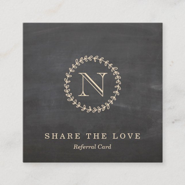 Carte De Visite Carré Carte élégante de référence de carré de monogramme (Devant)