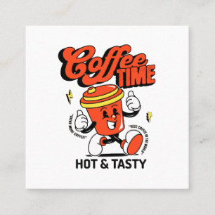 Carte De Visite Carré Cartoon de café rétro