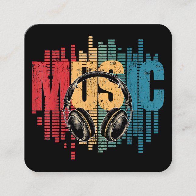 Carte De Visite Carré Casques Vintages Lover DJ (Devant)