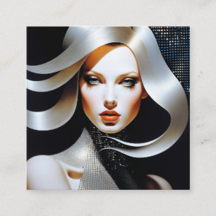 Carte De Visite Carré Ce portrait d'une femme est minime dans les deux c