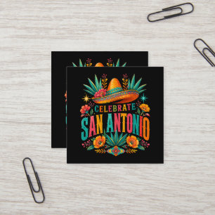 Carte De Visite Carré Célébrez San Antonio 2026 Fiesta Culture