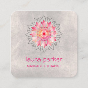 Carte De Visite Carré Centre de thérapie de yoga Lotus rose Spa Santé ho