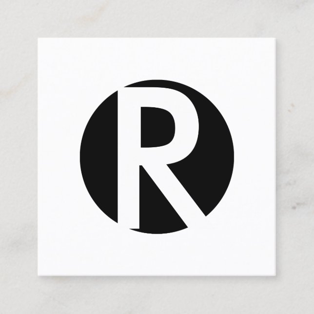 Carte De Visite Carré Cercle noir initial audacieux de monogramme (Devant)