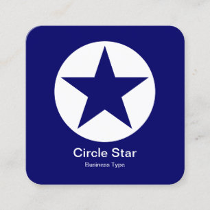 Carte De Visite Carré Cercle Star - Blanc sur Bleu foncé