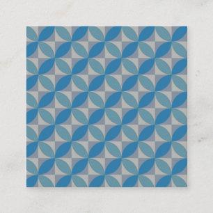 Carte De Visite Carré Cercles bleus géométriques de milieu de siècle sur