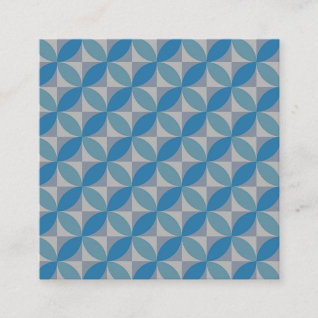 Carte De Visite Carré Cercles bleus géométriques de milieu de siècle sur (Devant)