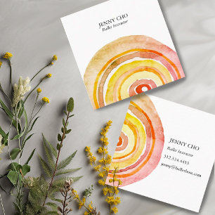 Carte De Visite Carré Cercles d'aquarelle anneaux Abstrait minimaliste c