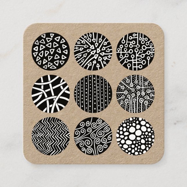 Carte De Visite Carré Cercles décorés (Devant)